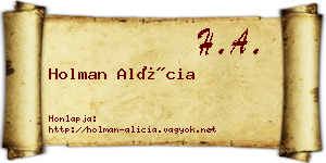 Holman Alícia névjegykártya